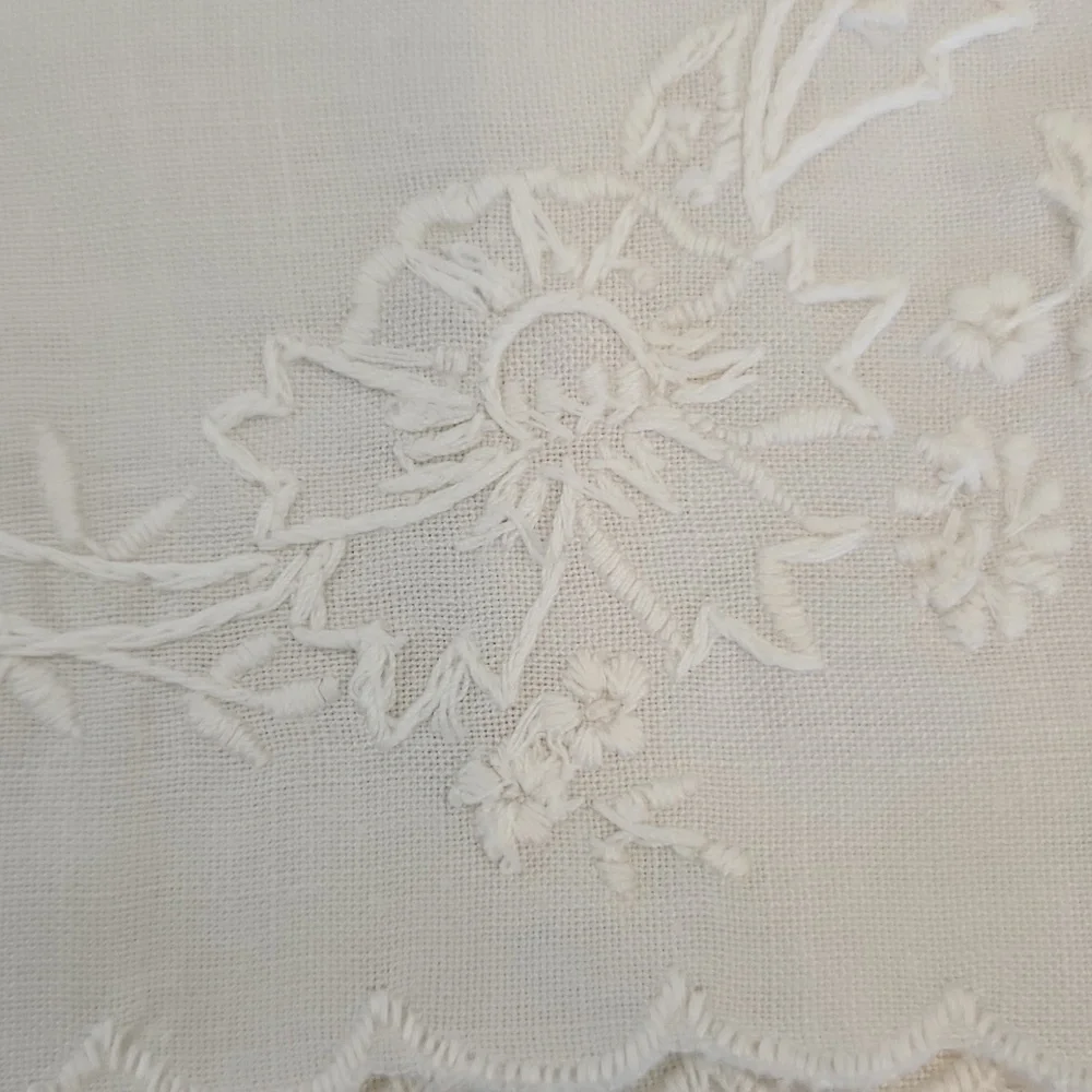2 Vintage Embroidered Floral Napkins